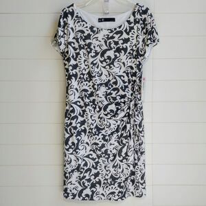 NEW! Leslie Fay Faux Wrap Dress Women’s 10 Fleurish Print Midi